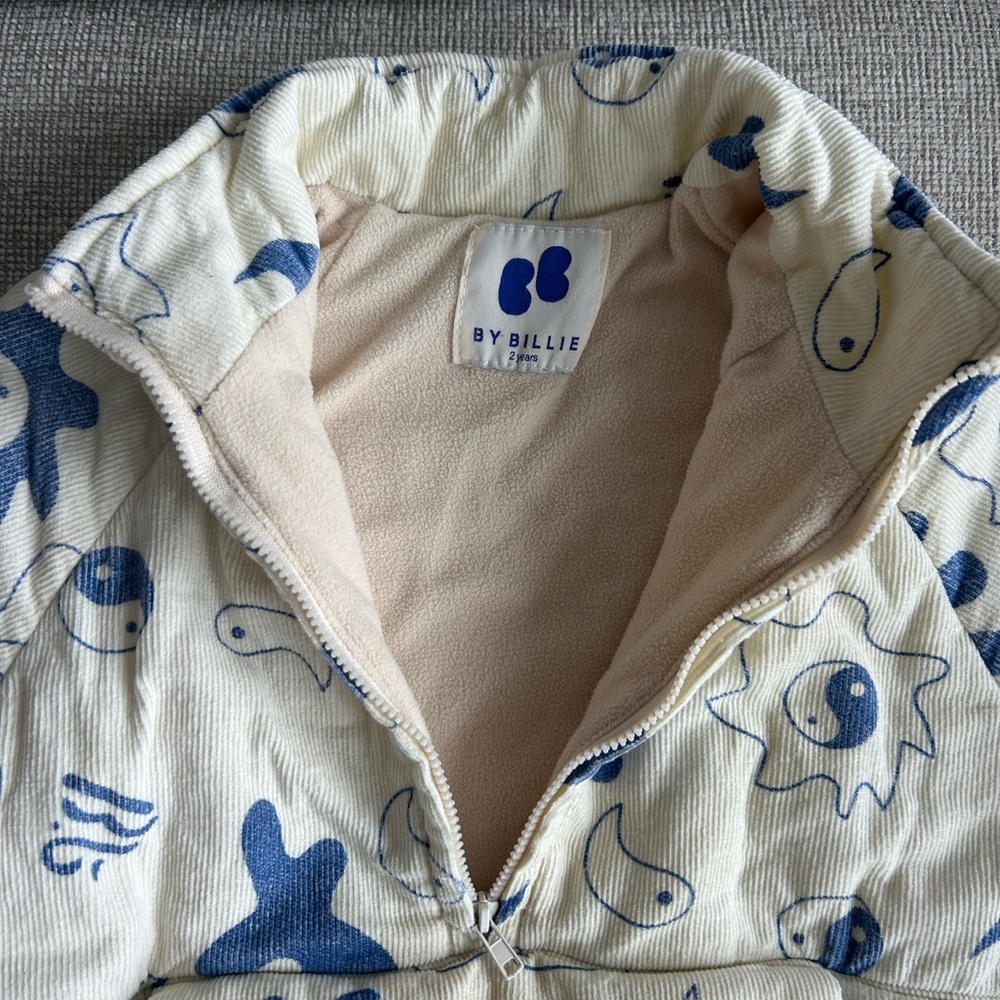 By Billie Cream and Blue Patterned Jacket